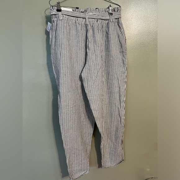 Maurice’s Womens High Rise Paper Bag Belted Linen Bland Pants Pockets M NWT - Picture 2 of 13